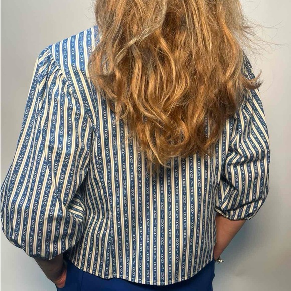 Tory Burch Blue Striped Women's Top - Picture 2 of 7